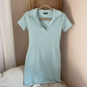Nasty Gal Soft Blue Ribbed Top